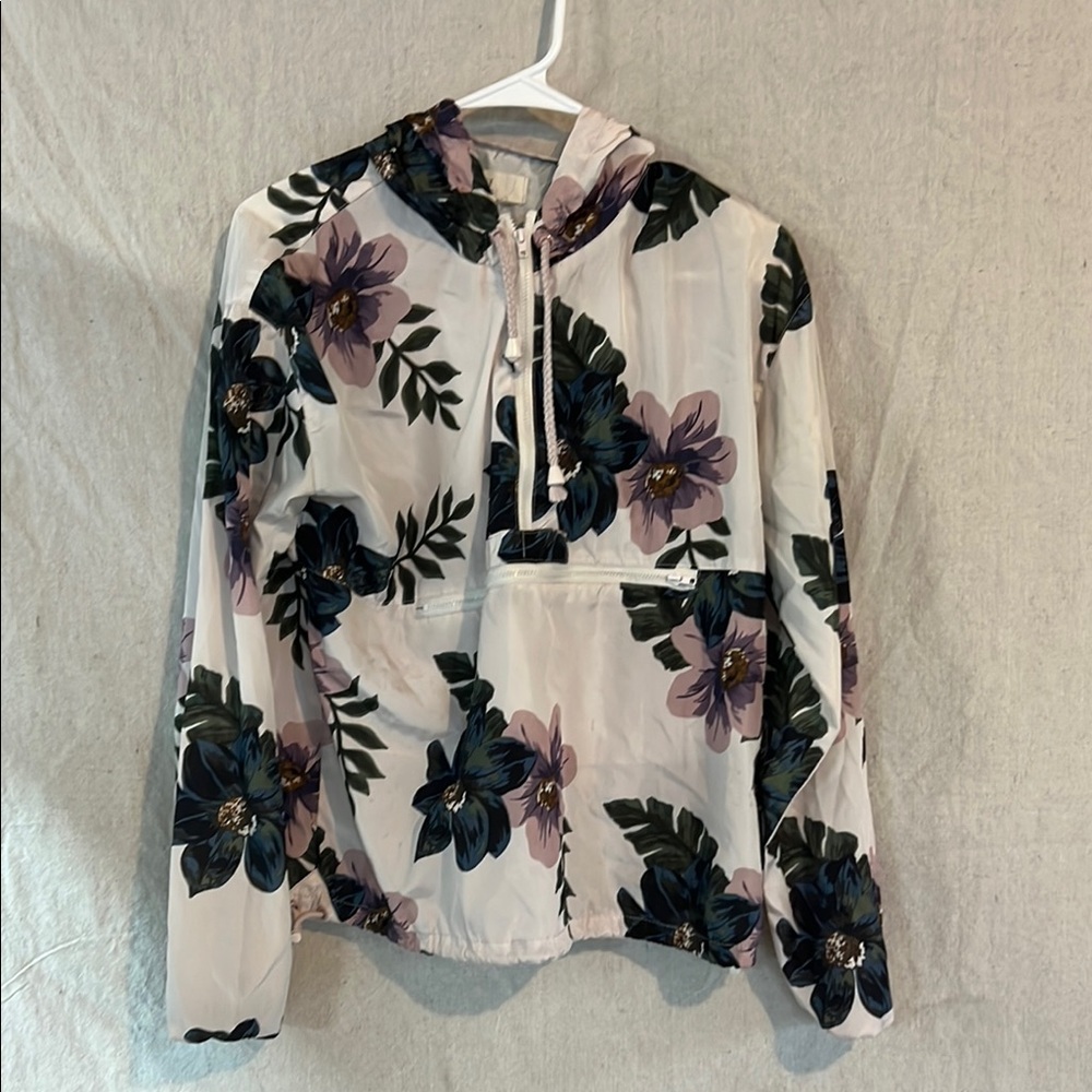 Bread Supply Floral Hooded Windbreaker Small  100% Polyester